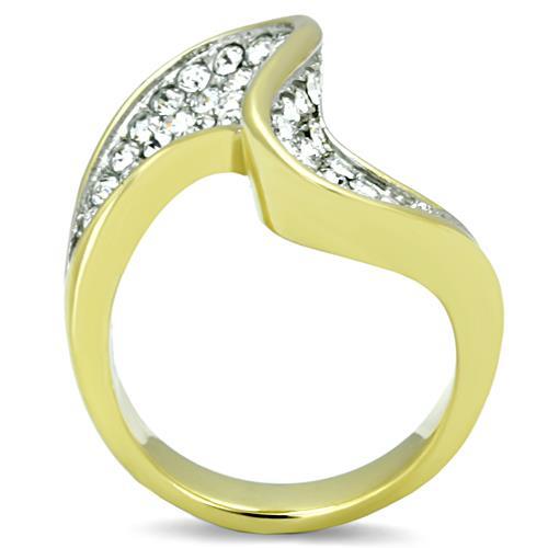 MATK1549 - Two-Tone IP Gold (Ion Plating) Stainless Steel Ring with Top Grade Crystal  in Clear