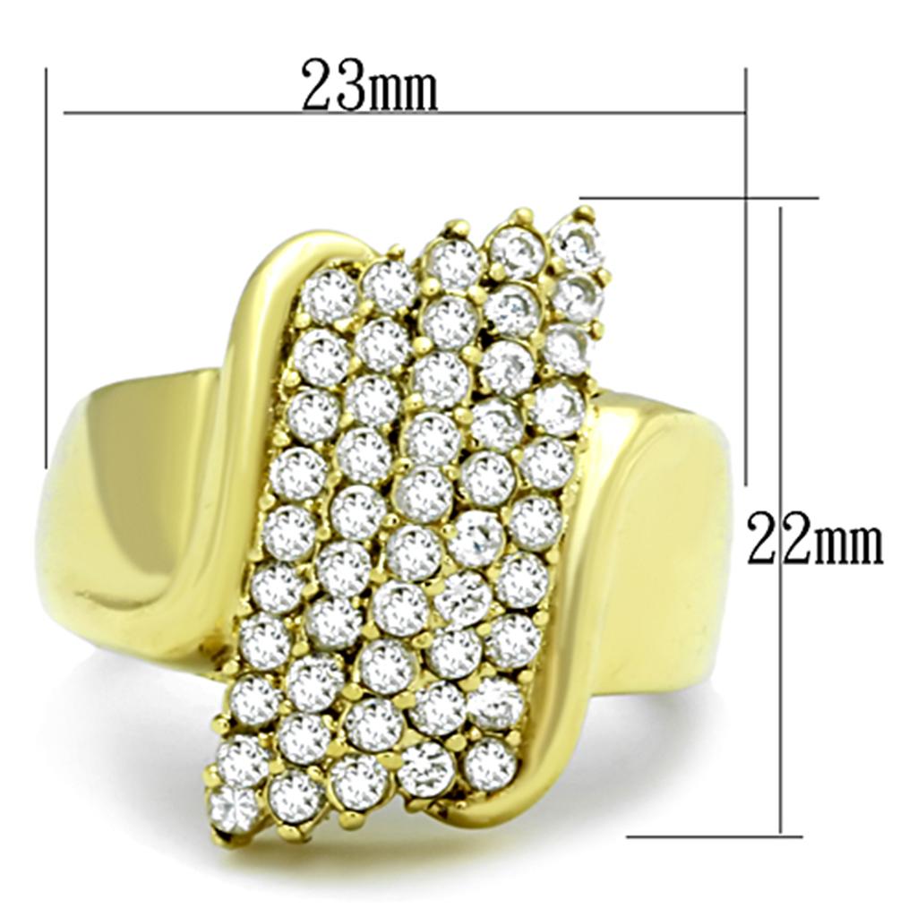MATK1554 - IP Gold(Ion Plating) Stainless Steel Ring with AAA Grade CZ  in Clear