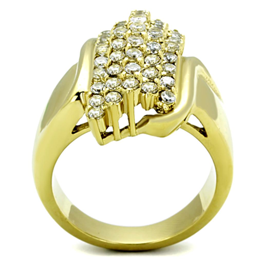 MATK1554 - IP Gold(Ion Plating) Stainless Steel Ring with AAA Grade CZ  in Clear