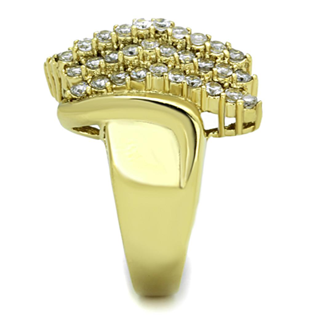 MATK1554 - IP Gold(Ion Plating) Stainless Steel Ring with AAA Grade CZ  in Clear