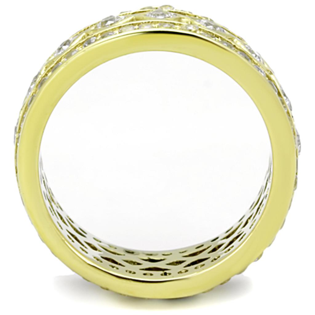 MATK1558 - IP Gold(Ion Plating) Stainless Steel Ring with AAA Grade CZ  in Clear