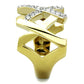 MATK1560 - Two-Tone IP Gold (Ion Plating) Stainless Steel Ring with Top Grade Crystal  in Clear