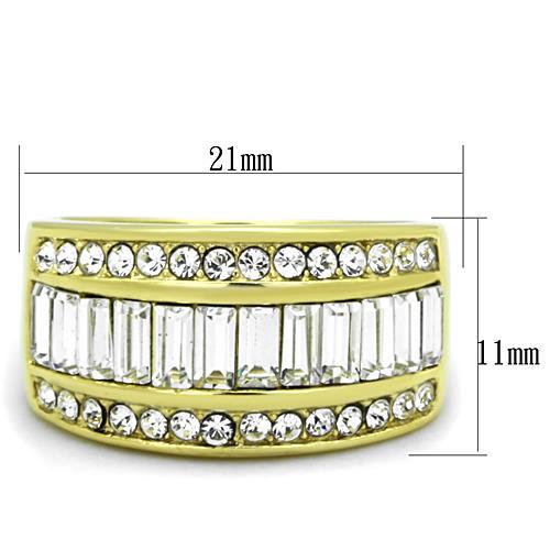 MATK1561 - IP Gold(Ion Plating) Stainless Steel Ring with Top Grade Crystal  in Clear