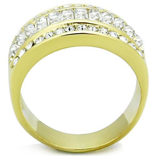MATK1561 - IP Gold(Ion Plating) Stainless Steel Ring with Top Grade Crystal  in Clear