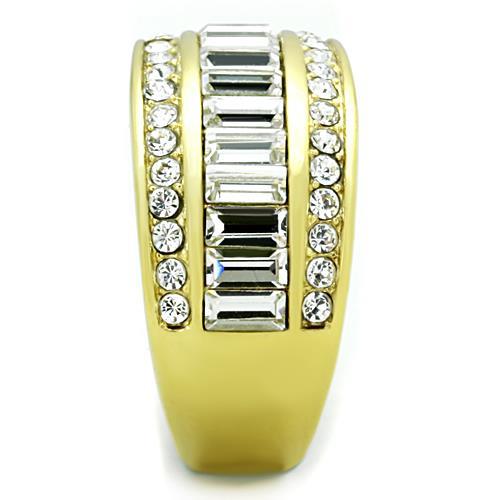 MATK1561 - IP Gold(Ion Plating) Stainless Steel Ring with Top Grade Crystal  in Clear