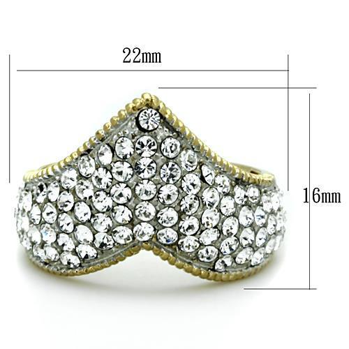 MATK1562 - Two-Tone IP Gold (Ion Plating) Stainless Steel Ring with Top Grade Crystal  in Clear