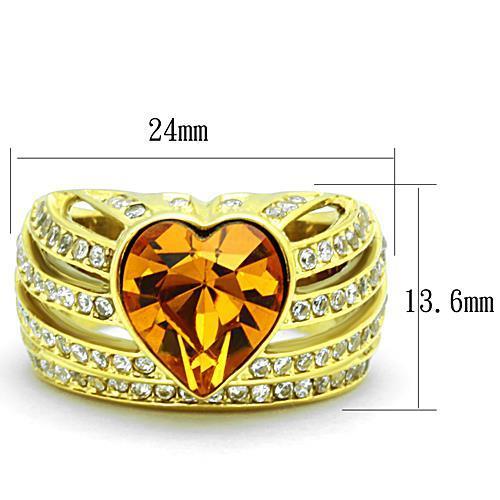 MATK1563 - IP Gold(Ion Plating) Stainless Steel Ring with Top Grade Crystal  in Topaz