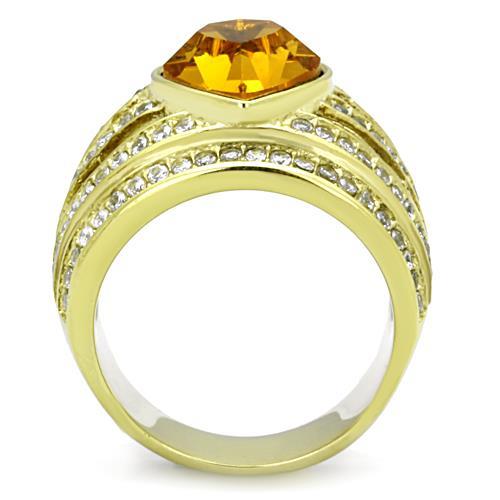 MATK1563 - IP Gold(Ion Plating) Stainless Steel Ring with Top Grade Crystal  in Topaz