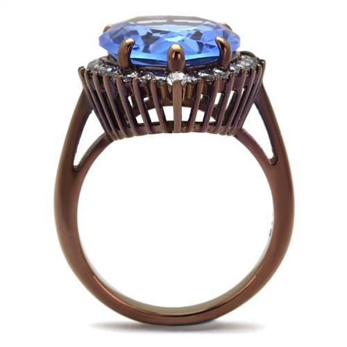 MATK1564LC - IP Coffee light Stainless Steel Ring with Top Grade Crystal  in Light Sapphire