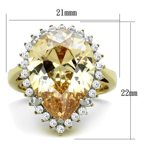 MATK1564 - Two-Tone IP Gold (Ion Plating) Stainless Steel Ring with AAA Grade CZ  in Champagne