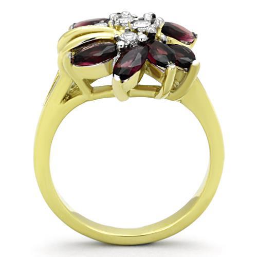 MATK1565 - Two-Tone IP Gold (Ion Plating) Stainless Steel Ring with Synthetic Synthetic Glass in Amethyst