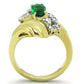 MATK1566 - Two-Tone IP Gold (Ion Plating) Stainless Steel Ring with Synthetic Synthetic Glass in Emerald