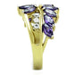 MATK1568 - Two-Tone IP Gold (Ion Plating) Stainless Steel Ring with AAA Grade CZ  in Amethyst