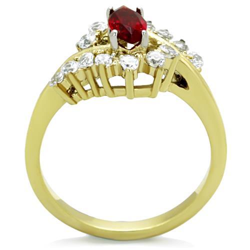 MATK1569 - Two-Tone IP Gold (Ion Plating) Stainless Steel Ring with Synthetic Synthetic Glass in Siam