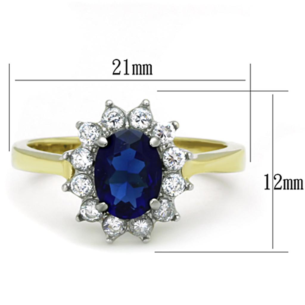 MATK1570 - Two-Tone IP Gold (Ion Plating) Stainless Steel Ring with Synthetic Synthetic Glass in Montana