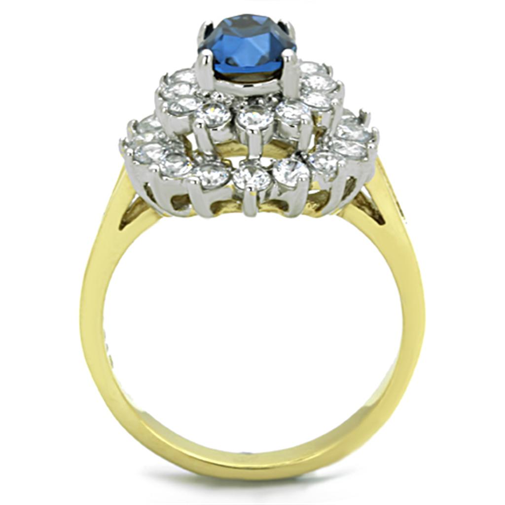 MATK1572 - Two-Tone IP Gold (Ion Plating) Stainless Steel Ring with Top Grade Crystal  in Montana