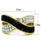 MATK1577 - Two-Tone IP Gold (Ion Plating) Stainless Steel Ring with Top Grade Crystal  in Jet