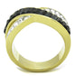 MATK1577 - Two-Tone IP Gold (Ion Plating) Stainless Steel Ring with Top Grade Crystal  in Jet