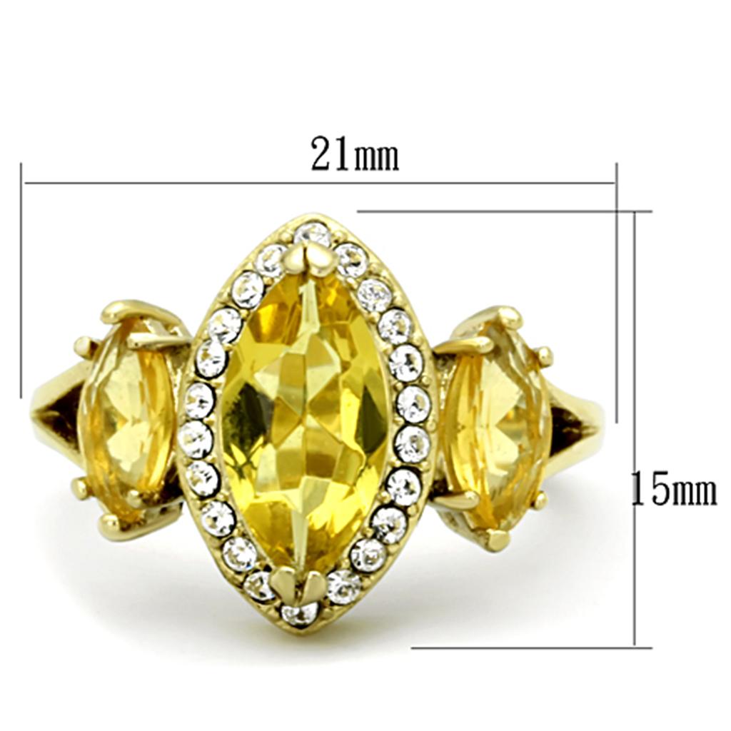 MATK1578 - IP Gold(Ion Plating) Stainless Steel Ring with Synthetic Synthetic Glass in Topaz