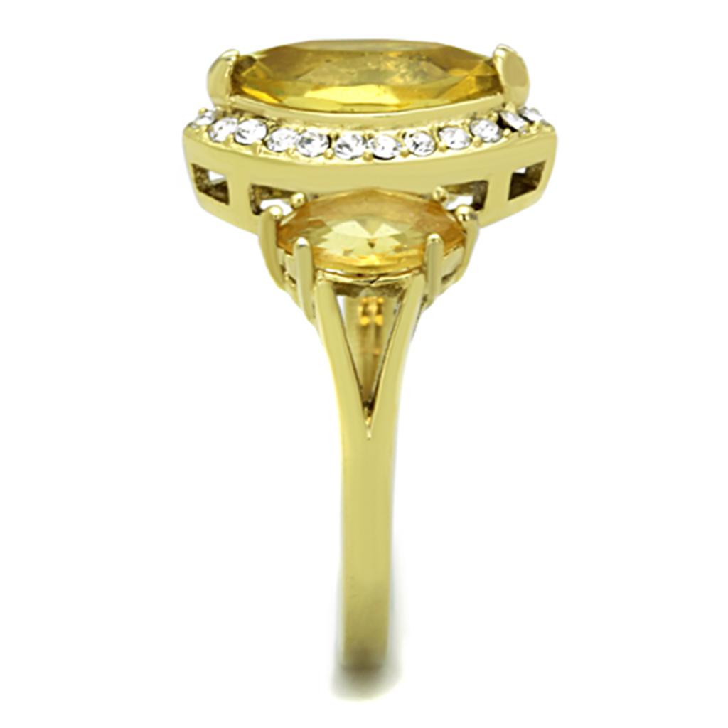 MATK1578 - IP Gold(Ion Plating) Stainless Steel Ring with Synthetic Synthetic Glass in Topaz