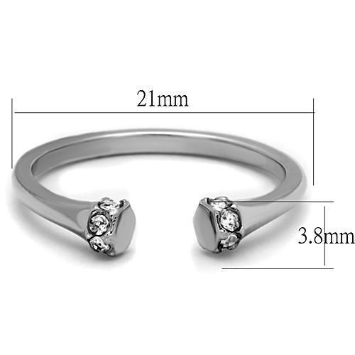 MATK1580 - High polished (no plating) Stainless Steel Ring with Top Grade Crystal  in Clear