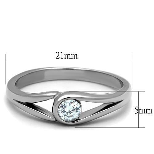 MATK1581 - High polished (no plating) Stainless Steel Ring with AAA Grade CZ  in Clear