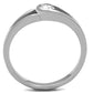 MATK1581 - High polished (no plating) Stainless Steel Ring with AAA Grade CZ  in Clear