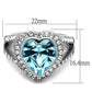 MATK1582 - High polished (no plating) Stainless Steel Ring with Top Grade Crystal  in Sea Blue