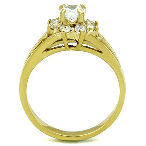 MATK1583 - IP Gold(Ion Plating) Stainless Steel Ring with AAA Grade CZ  in Clear