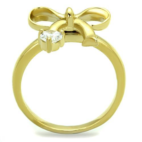 MATK1585 - IP Gold(Ion Plating) Stainless Steel Ring with AAA Grade CZ  in Clear