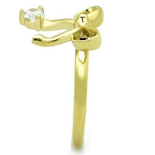 MATK1585 - IP Gold(Ion Plating) Stainless Steel Ring with AAA Grade CZ  in Clear