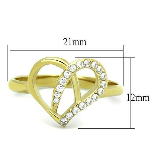 MATK1586 - IP Gold(Ion Plating) Stainless Steel Ring with AAA Grade CZ  in Clear