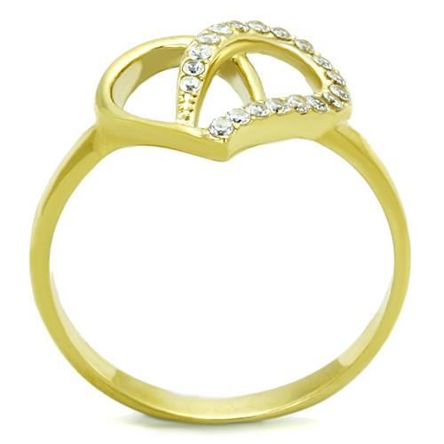 MATK1586 - IP Gold(Ion Plating) Stainless Steel Ring with AAA Grade CZ  in Clear