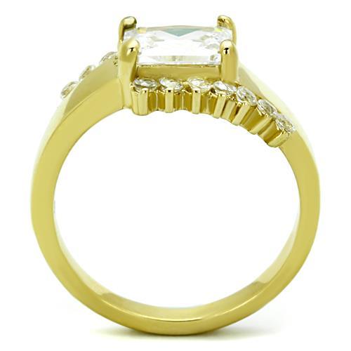 MATK1588 - IP Gold(Ion Plating) Stainless Steel Ring with AAA Grade CZ  in Clear