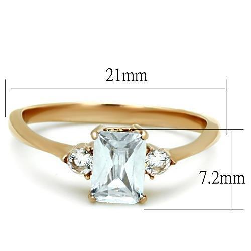 MATK1589 - IP Rose Gold(Ion Plating) Stainless Steel Ring with AAA Grade CZ  in Clear