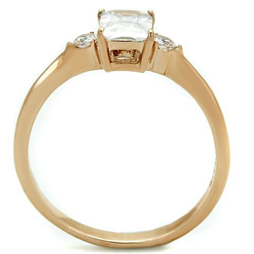 MATK1589 - IP Rose Gold(Ion Plating) Stainless Steel Ring with AAA Grade CZ  in Clear