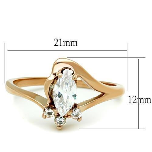 MATK1590 - IP Rose Gold(Ion Plating) Stainless Steel Ring with AAA Grade CZ  in Clear