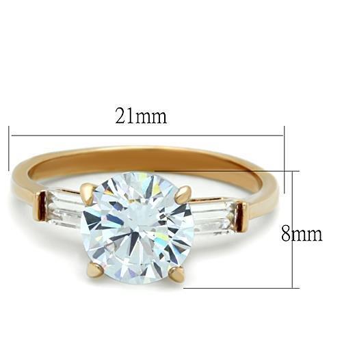 MATK1595 - IP Rose Gold(Ion Plating) Stainless Steel Ring with AAA Grade CZ  in Clear