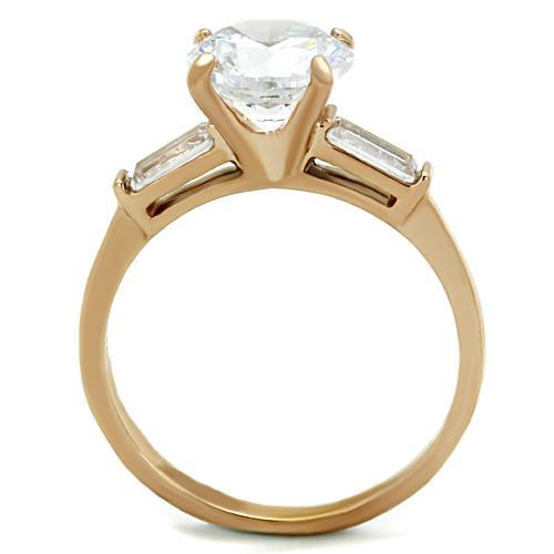 MATK1595 - IP Rose Gold(Ion Plating) Stainless Steel Ring with AAA Grade CZ  in Clear