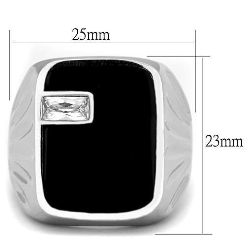 MATK1598 - High polished (no plating) Stainless Steel Ring with AAA Grade CZ  in Clear