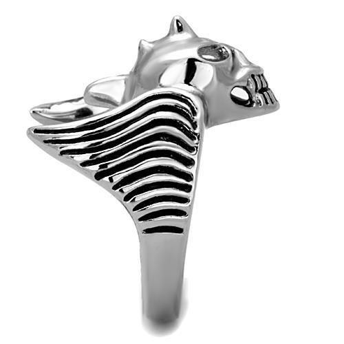 MATK1599 - High polished (no plating) Stainless Steel Ring with Epoxy  in Jet