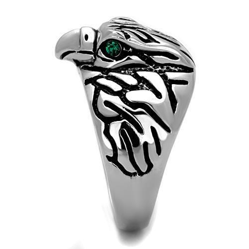 MATK1600 - High polished (no plating) Stainless Steel Ring with Top Grade Crystal  in Emerald