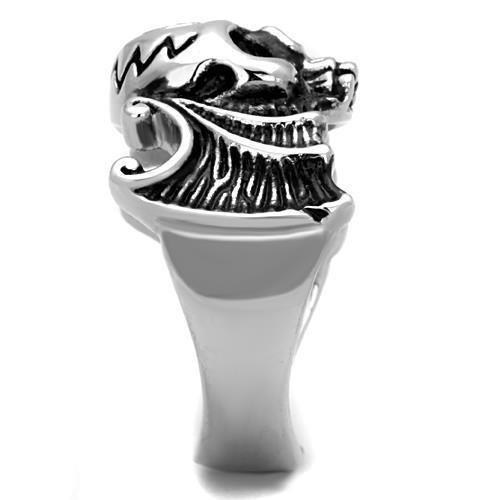 MATK1601 High polished (no plating) Stainless Steel Ring with Epoxy in Jet