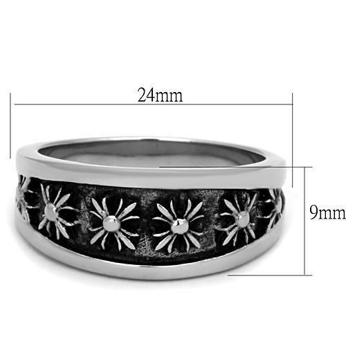 MATK1603 - High polished (no plating) Stainless Steel Ring with Epoxy  in Jet