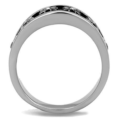 MATK1603 - High polished (no plating) Stainless Steel Ring with Epoxy  in Jet
