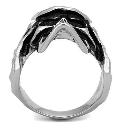 MATK1604 - High polished (no plating) Stainless Steel Ring with Epoxy  in Jet