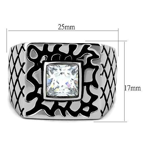 MATK1607 - High polished (no plating) Stainless Steel Ring with AAA Grade CZ  in Clear