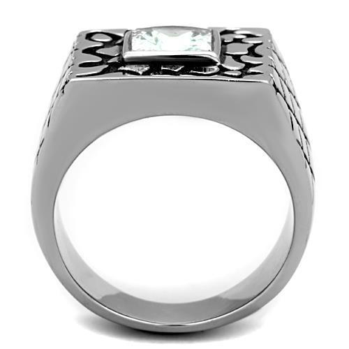 MATK1607 - High polished (no plating) Stainless Steel Ring with AAA Grade CZ  in Clear