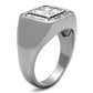 MATK1608 - High polished (no plating) Stainless Steel Ring with AAA Grade CZ  in Clear