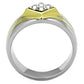 MATK1610 - Two-Tone IP Gold (Ion Plating) Stainless Steel Ring with Top Grade Crystal  in Clear